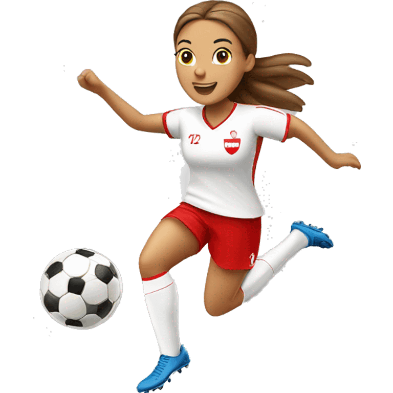 Polish female Brown hait soccer player jumping emoji