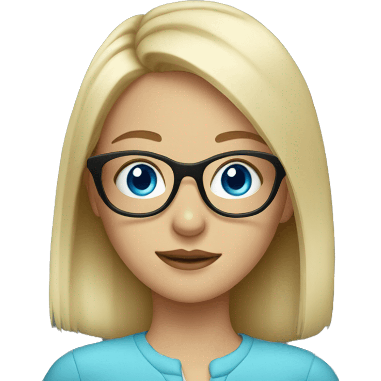 blonde girl in glasses portrait blue eyes emoji