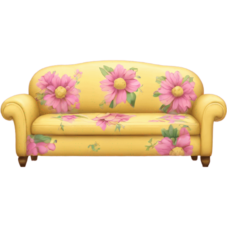 yellow and pink floral couch emoji