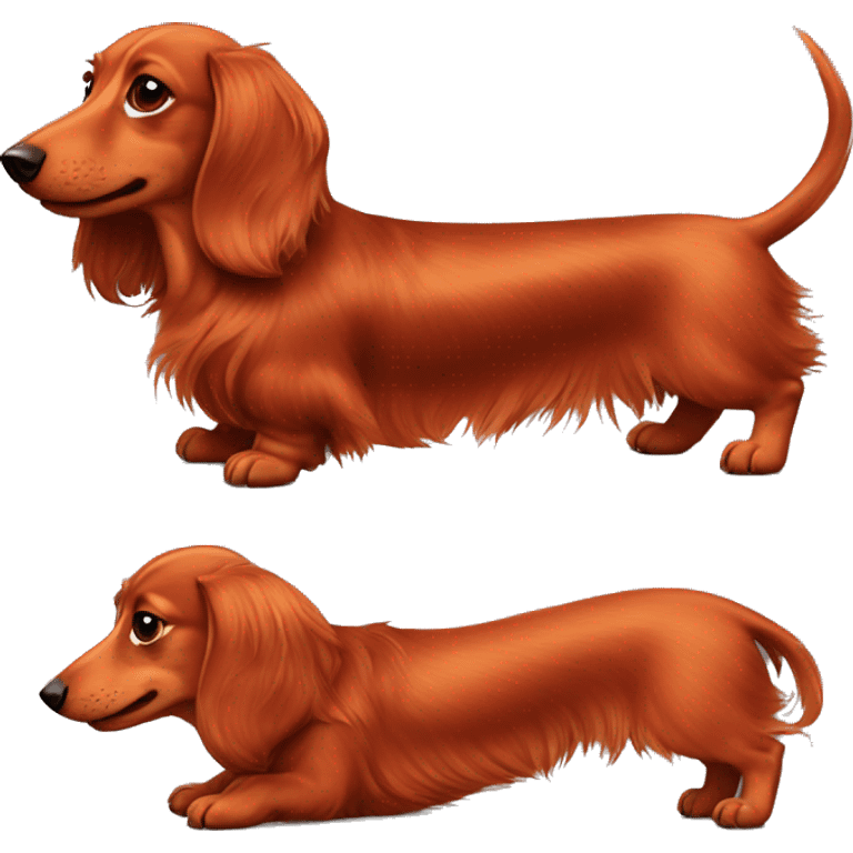 Red longhaired dachshund wants to be scratched on her belly emoji