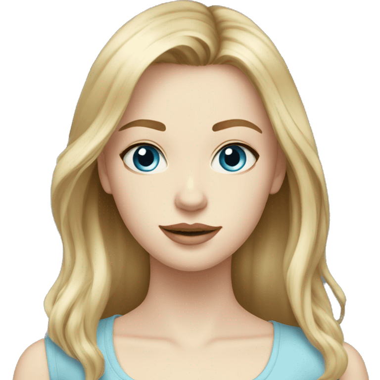 very dirty blonde medium length front layers hair pale skin blue eyes girl emoji