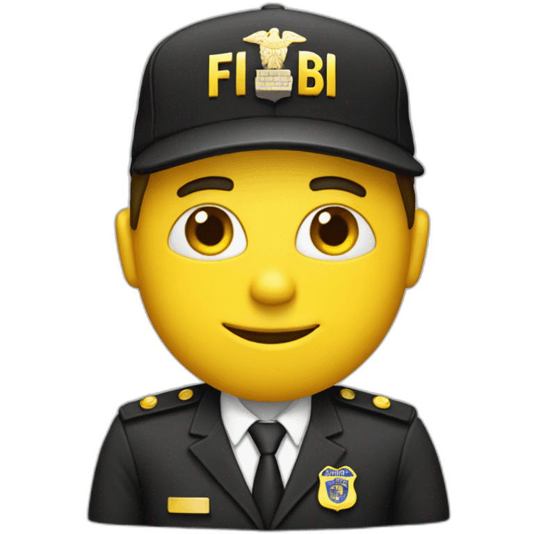 man with yellow "FBI" letters on his cap emoji