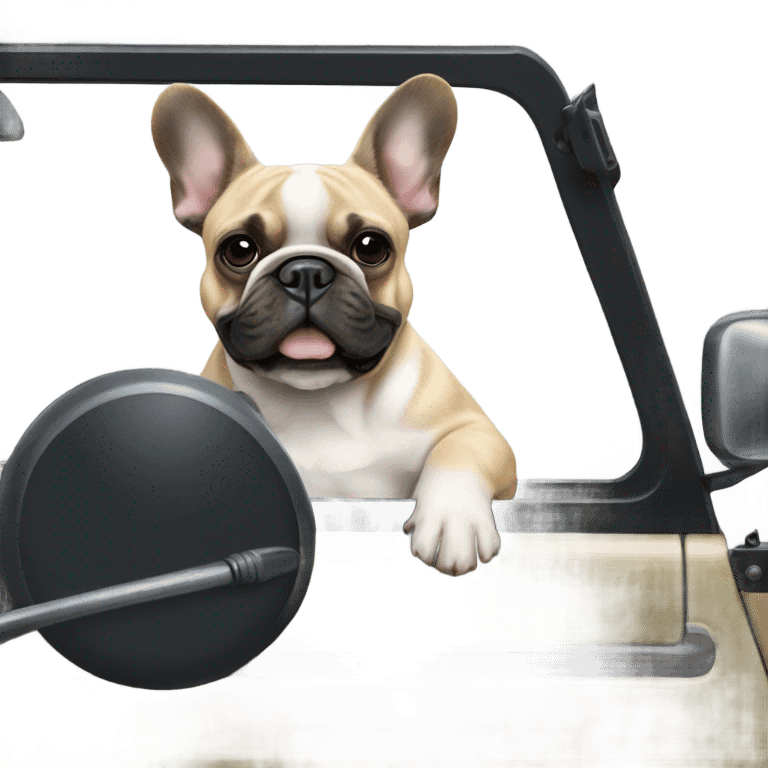 Frenchie driving jeep emoji