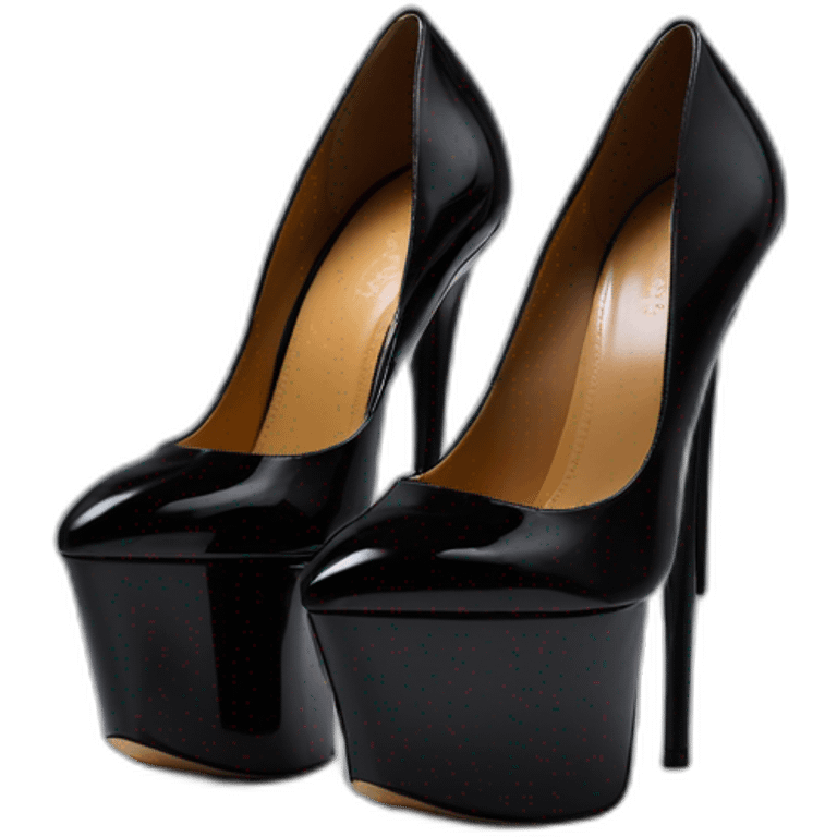 One view back Black Patent Leather Daffodile Platform Heels emoji