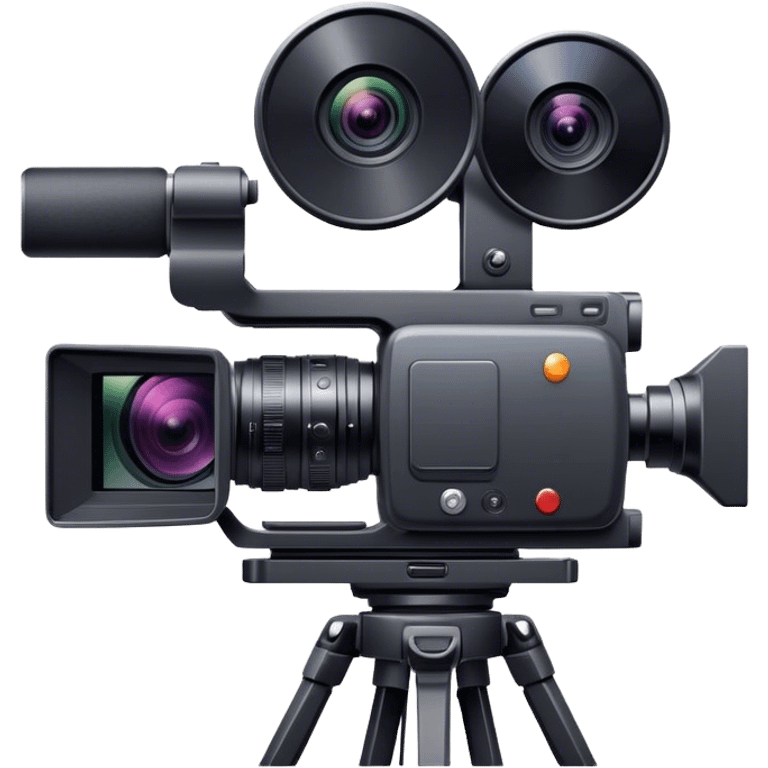 Create an emoji for video recording. Show a video camera with single lens, symbolizing the act of filming. Use modern, professional colors. Do not include any emojis or smiley faces. Make the background transparent. emoji