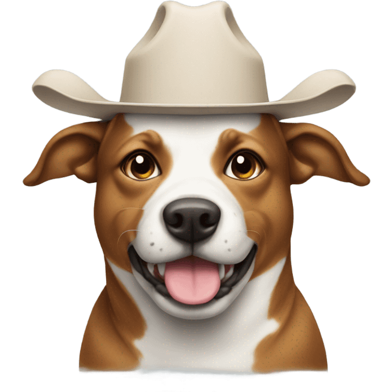 Dog wearing cow hat emoji