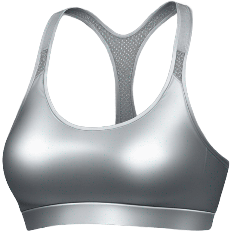 Realistic side view of a small metallic silver sports bra isolated.  emoji