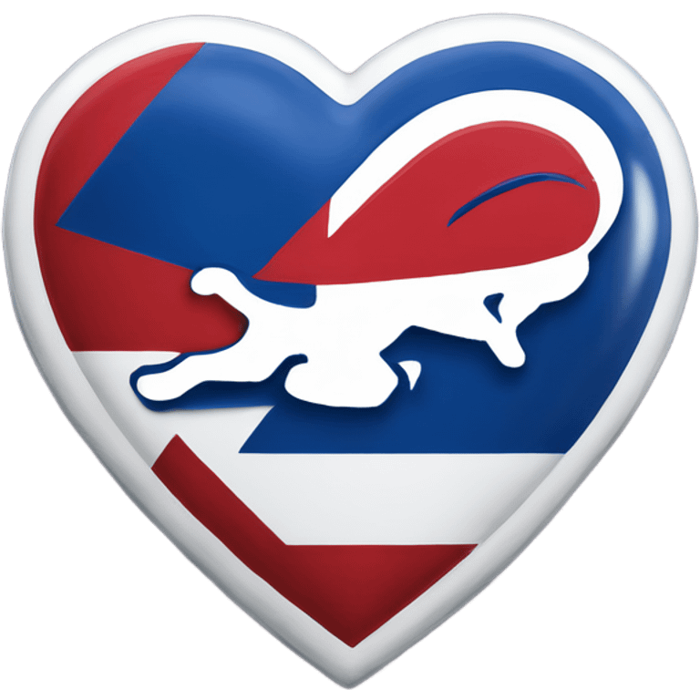 One solid Heart emoji with nothing outside of it with the blue border outside heart, red heart inside, smaller white heart inside of that, with the nfl Buffalo bills in the middle  emoji