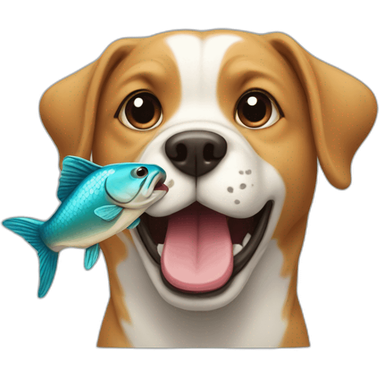 A dog with a fish in its mouth emoji