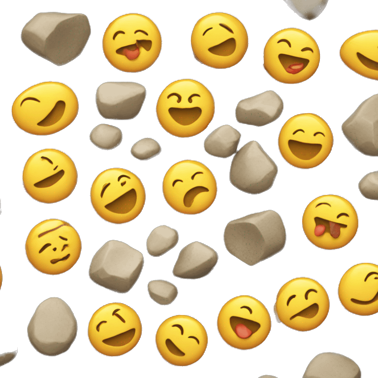 smiley face eating rocks emoji