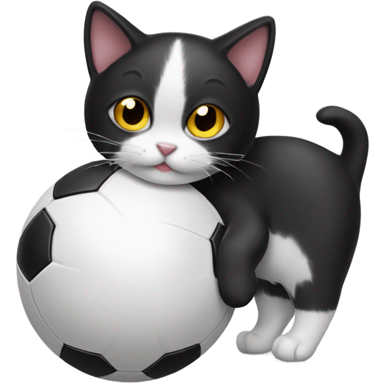 black and white cat with a ball emoji