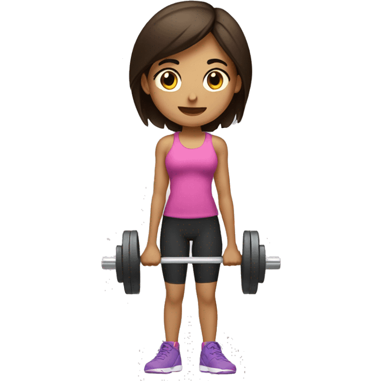 brunette girl lifting weights emoji