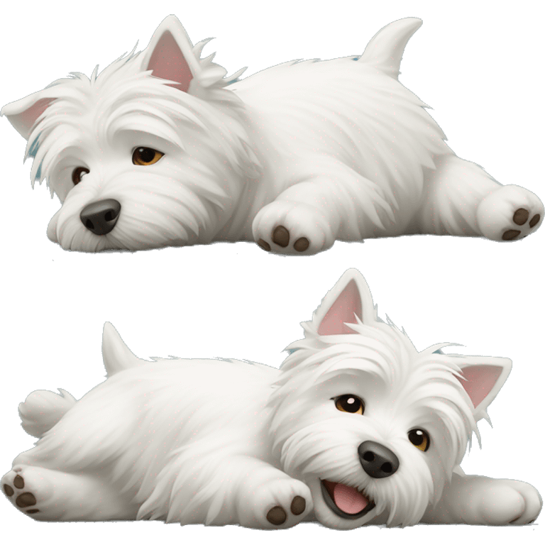 white west highland terrier lying and rolling emoji