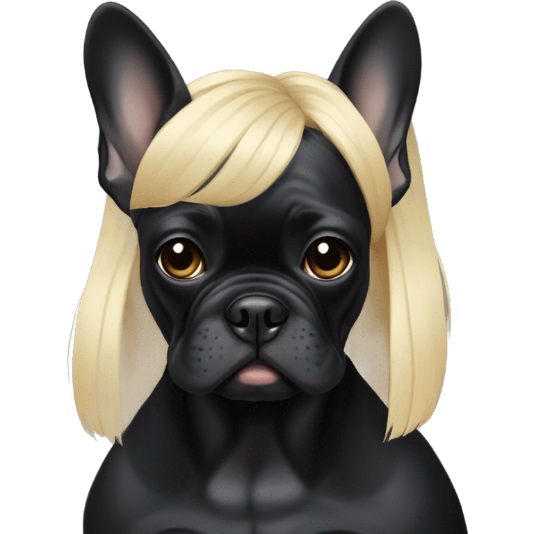 black french bulldog with a blond girl emoji