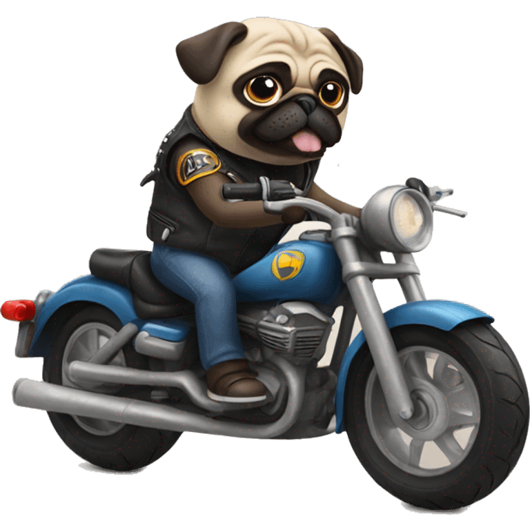 Pug riding a motorcycle  emoji