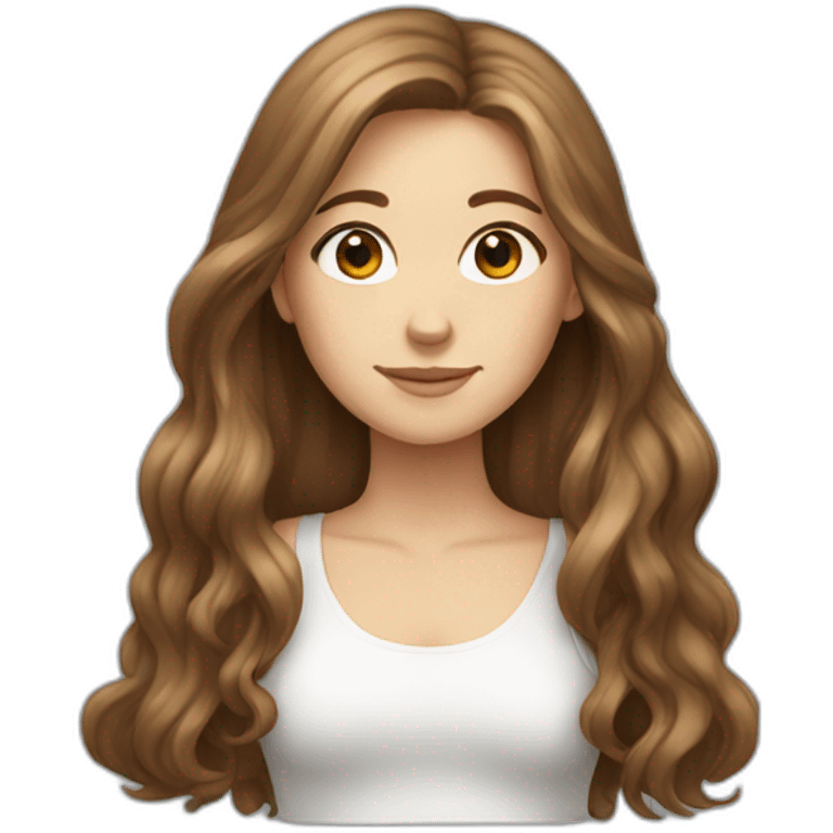 Brown long hair ,white girl  emoji