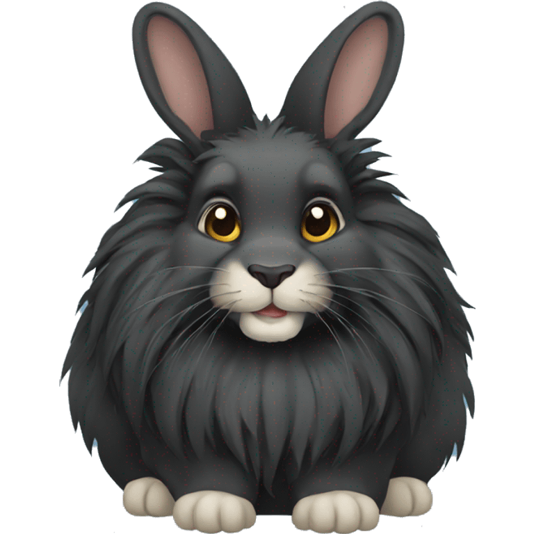 Black lionhead rabbit emoji