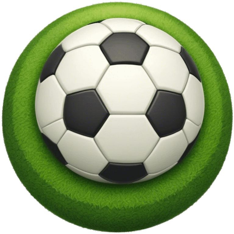 Cinematic Realistic image of a soccer ball resting on a lush, manicured field, rendered with detailed panel textures and crisp stitching, bathed in soft, natural lighting that highlights its timeless athletic appeal emoji