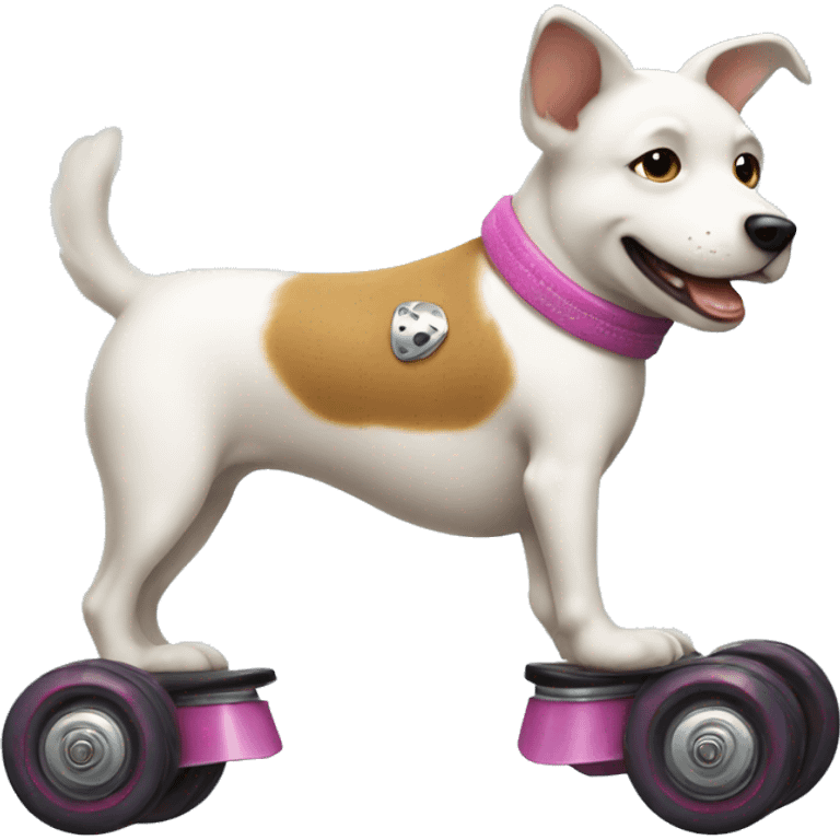 white dog on roller skates  emoji