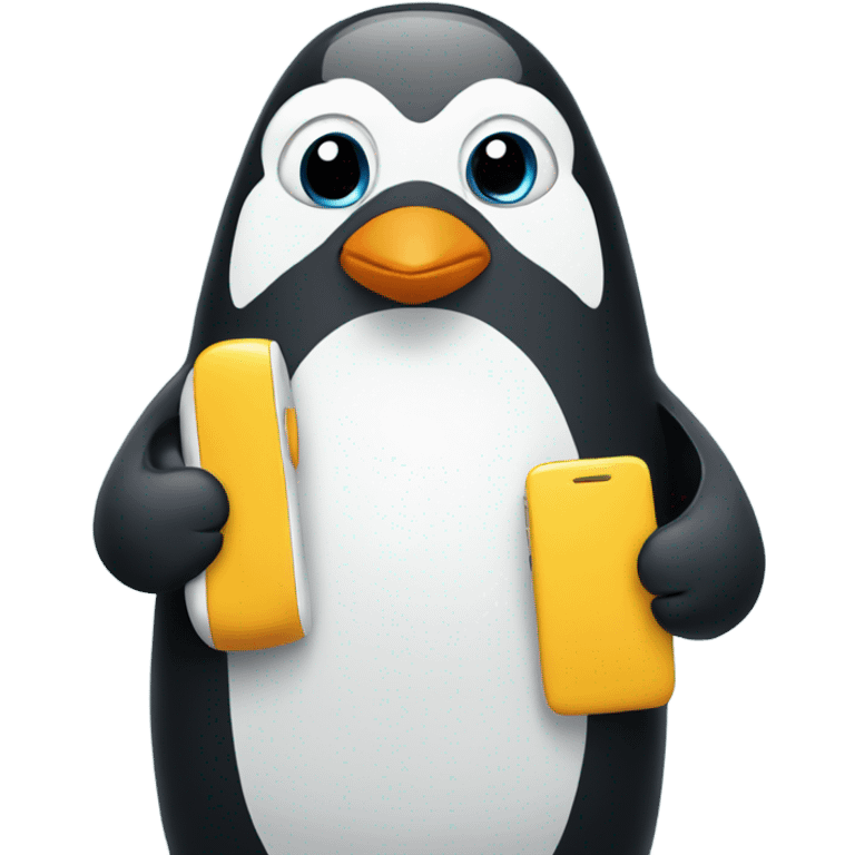 penguin holding a phone emoji