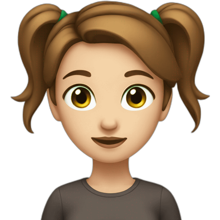 Girl with ponytail green eyes brown hair emoji