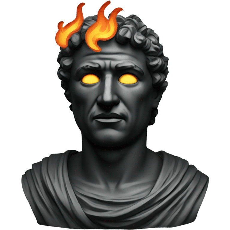 black iron roman bust on fire emoji