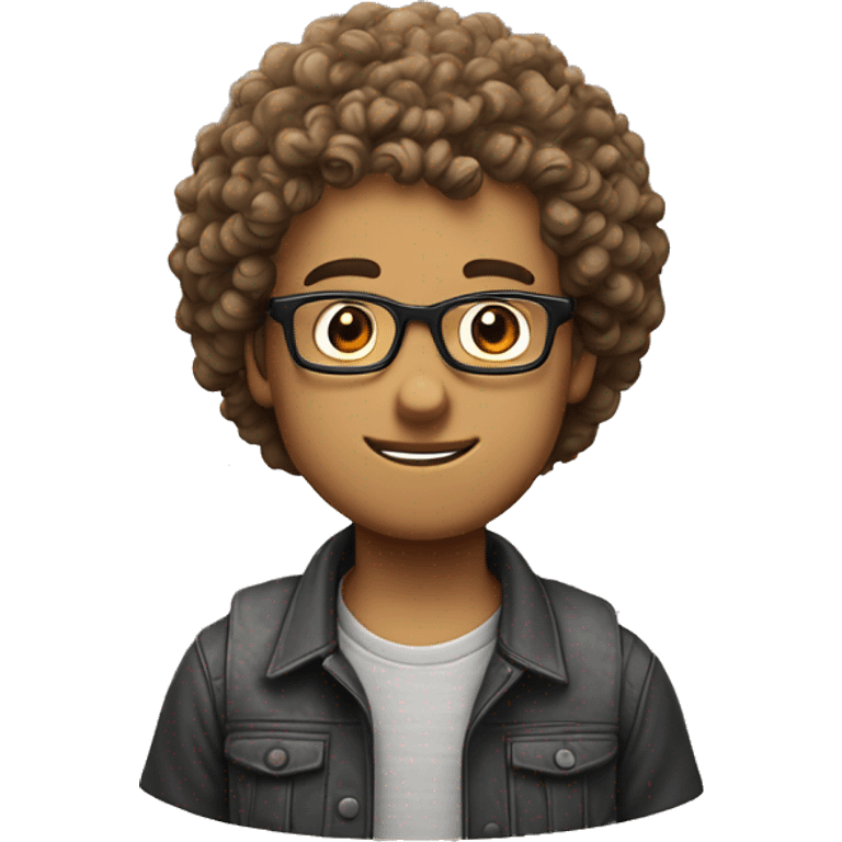 Nerd with curly hair and glasses And stubble ￼￼ emoji