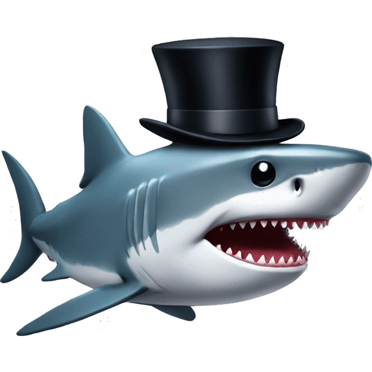 Shark with a top hat emoji