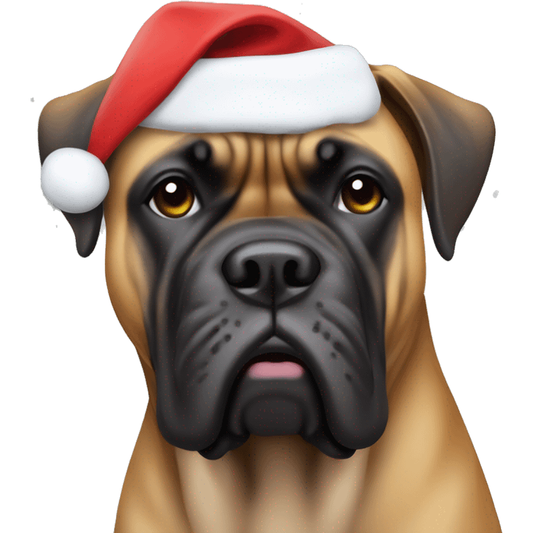 Bullmastiff with Santa hat on emoji