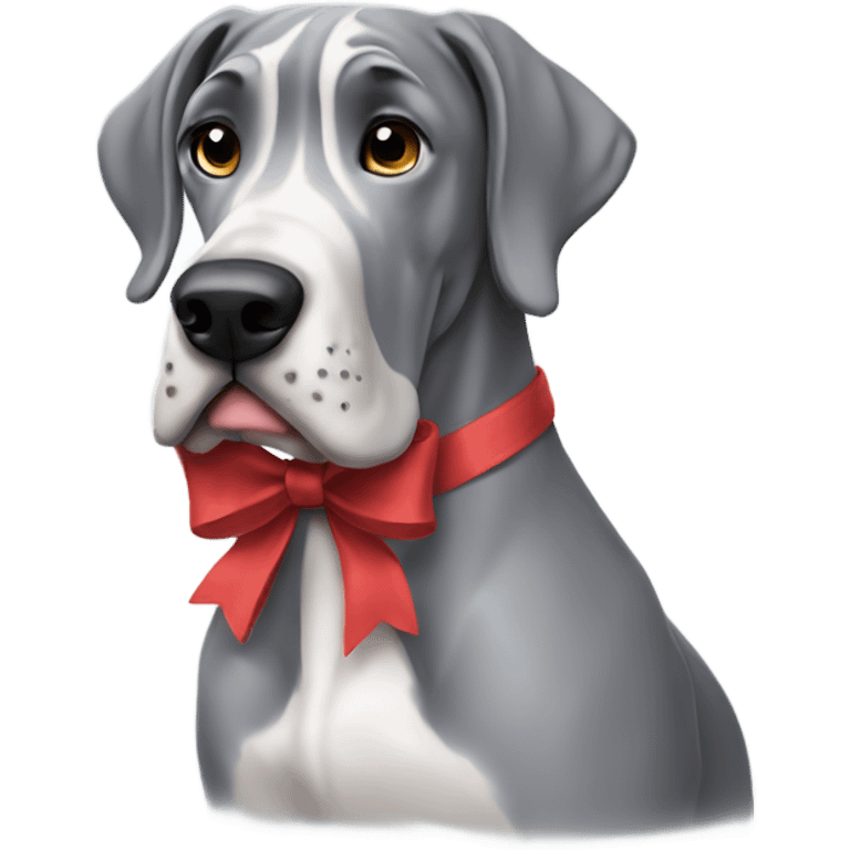 Grey great dane with bow emoji