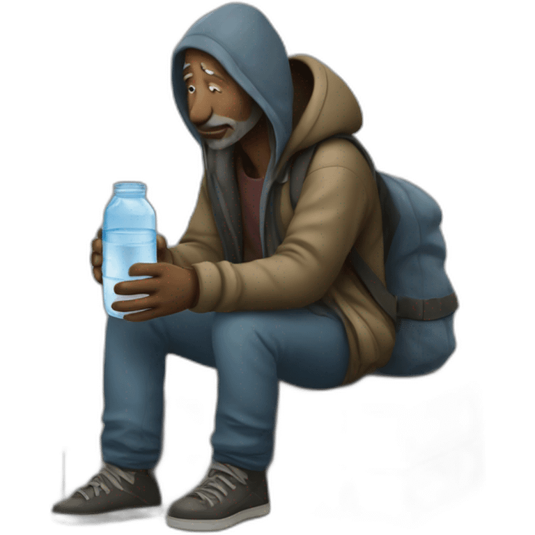 homeless drinking a glass of water emoji