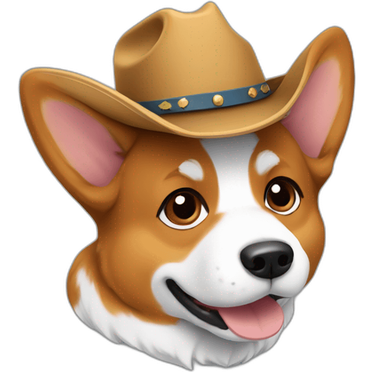  tricolor corgi wearing cowboy hat emoji