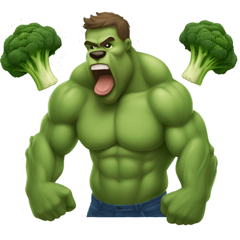 muscular bear man eating a broccoli emoji