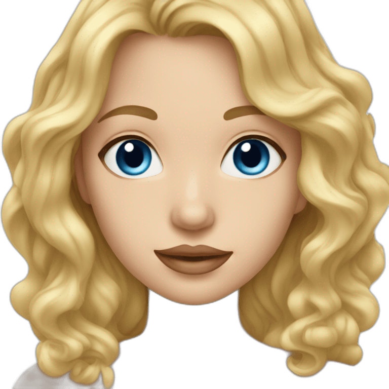 Cute woman with wavy blonde hair and blue eyes emoji