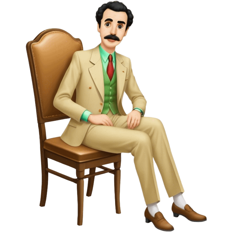 Borat sitting on dining chair emoji