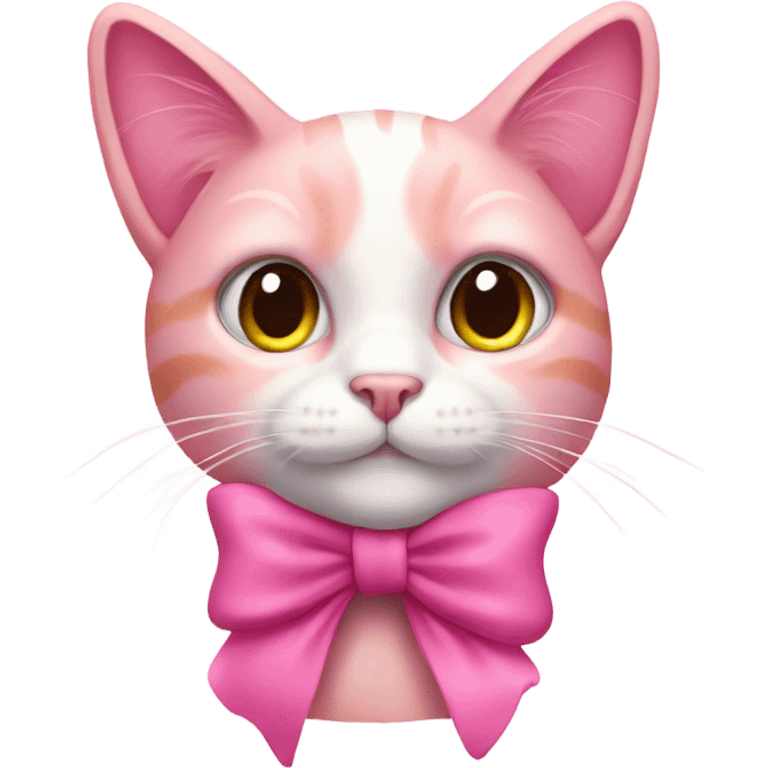 pink cat with pink bow emoji