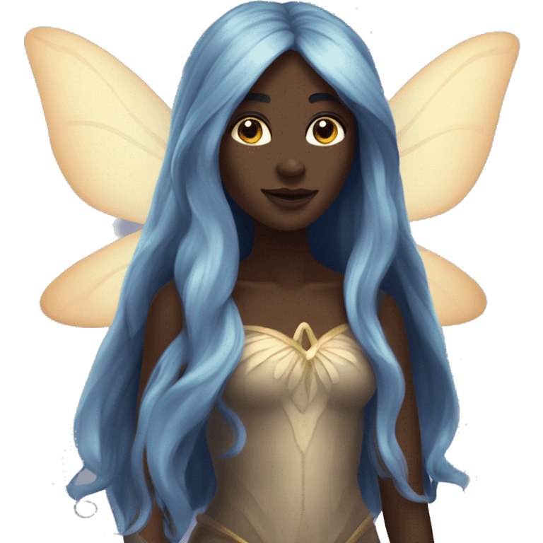 ethereal medium dark skinned fairy with long hair emoji