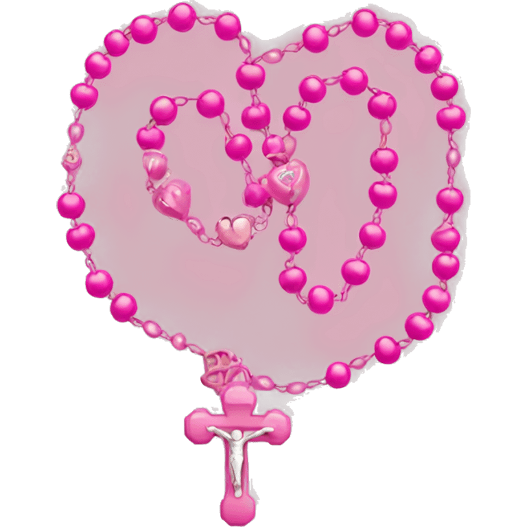 Pink rosary with heart shaped beads emoji