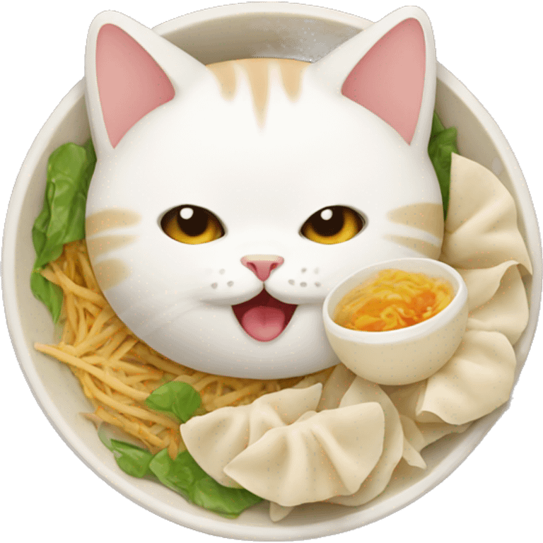 Cat eats dumplings emoji