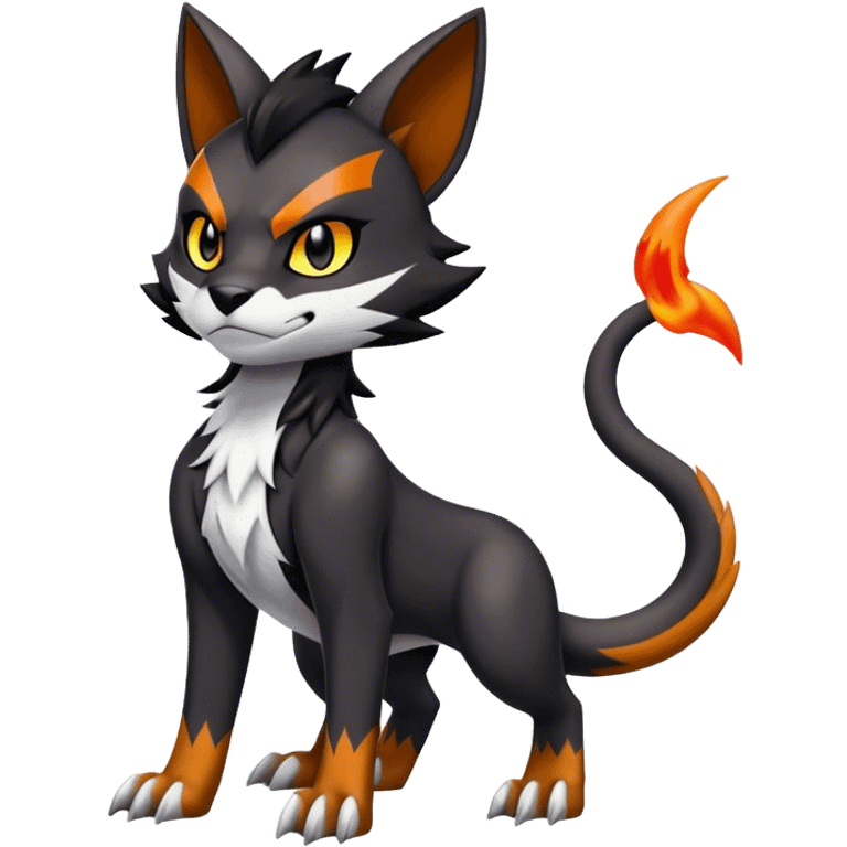 Cool edgy Torracat-Houndour-Digimon, full body emoji