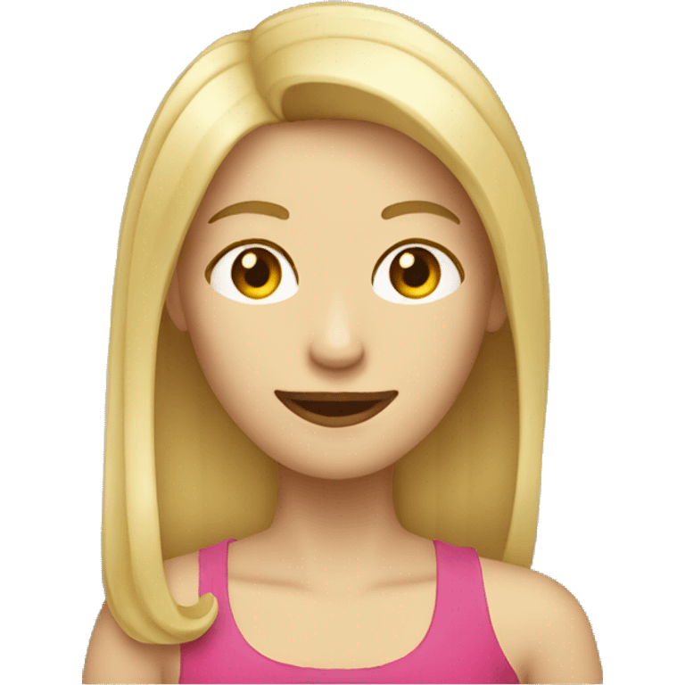 blonde straight middle length hair woman winking face emoji