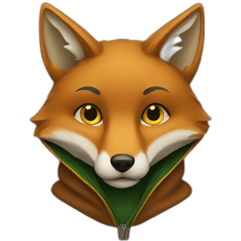 brown fox with yellow eyes and a dark green hood emoji