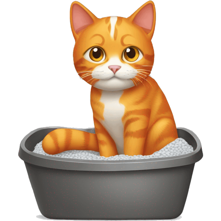 orange cat using litter box  emoji