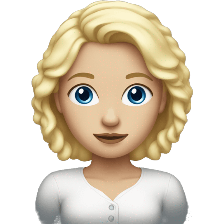 Blonde female, blue eyes, large forehead emoji