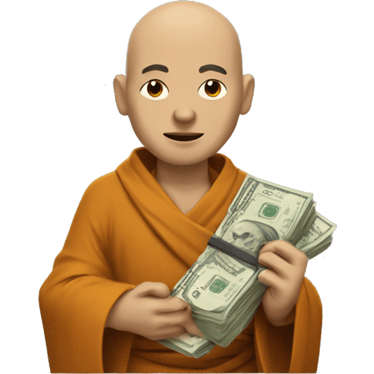 monk with money and financial debt emoji