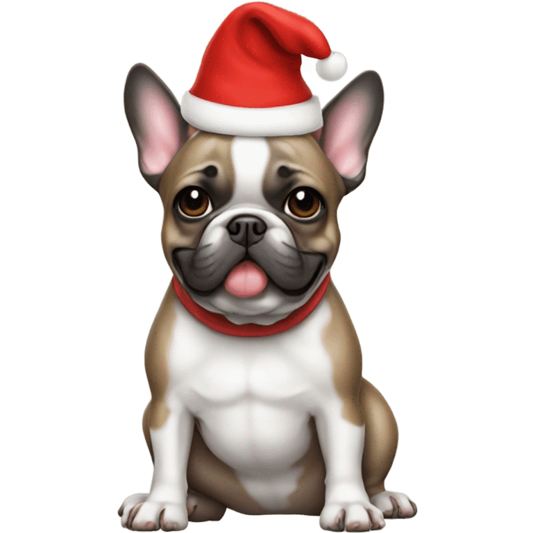 French Bulldog with a Santa hat emoji