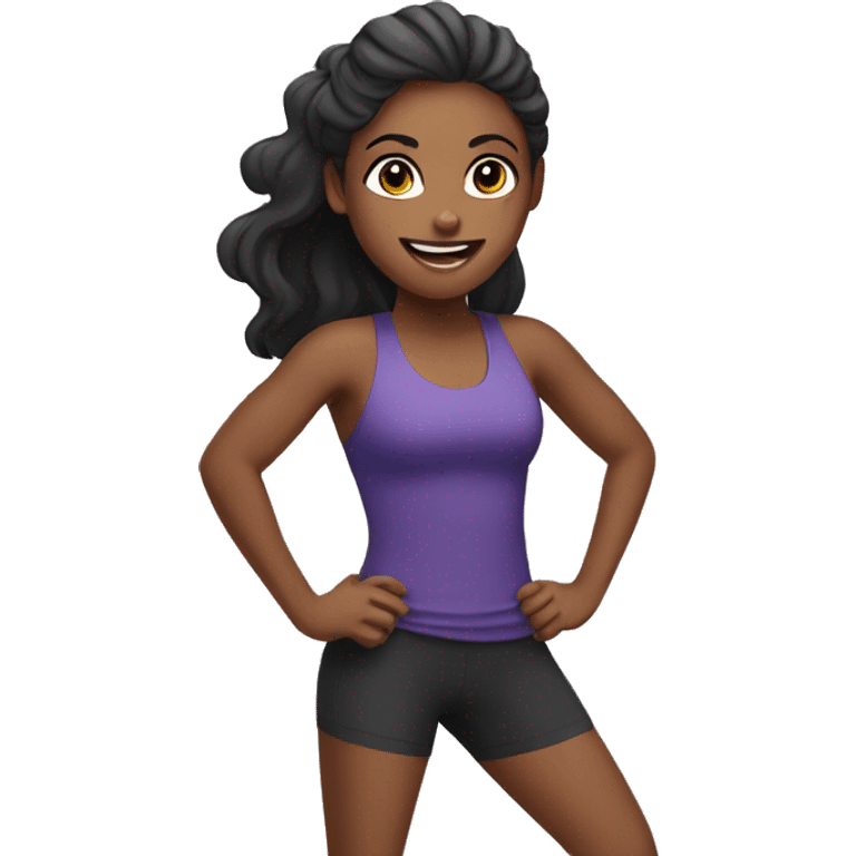 Positive girl doing fitness  emoji