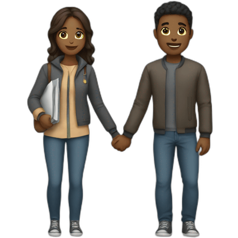 Couple holding hands in university  emoji