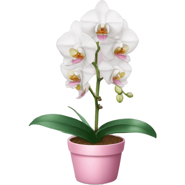 White Orchid in a pink pot emoji