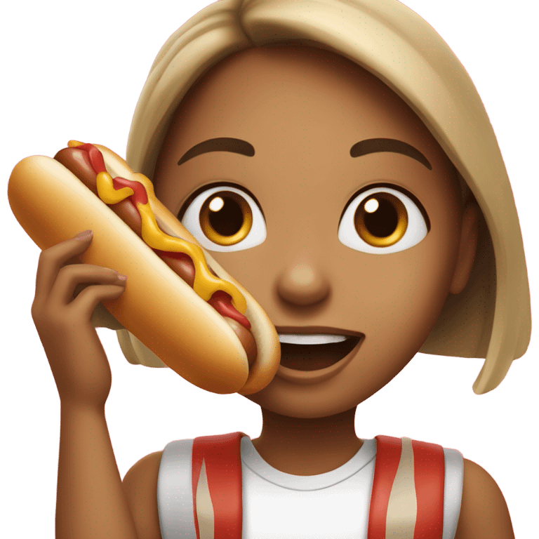 Girl eating hotdog emoji